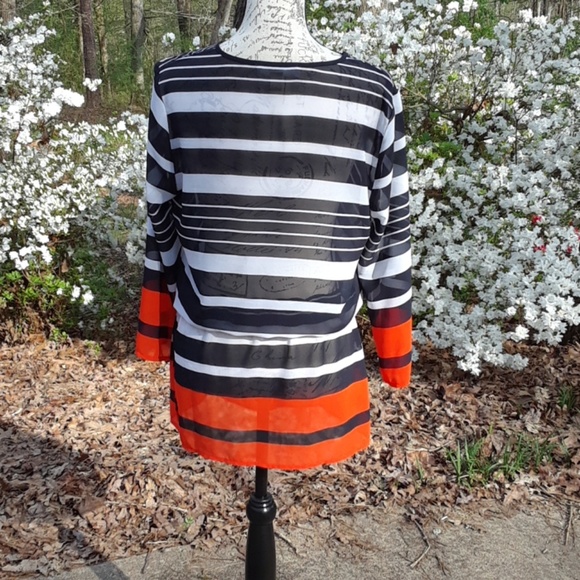 Michael Kors sheer, striped top - Picture 5 of 8